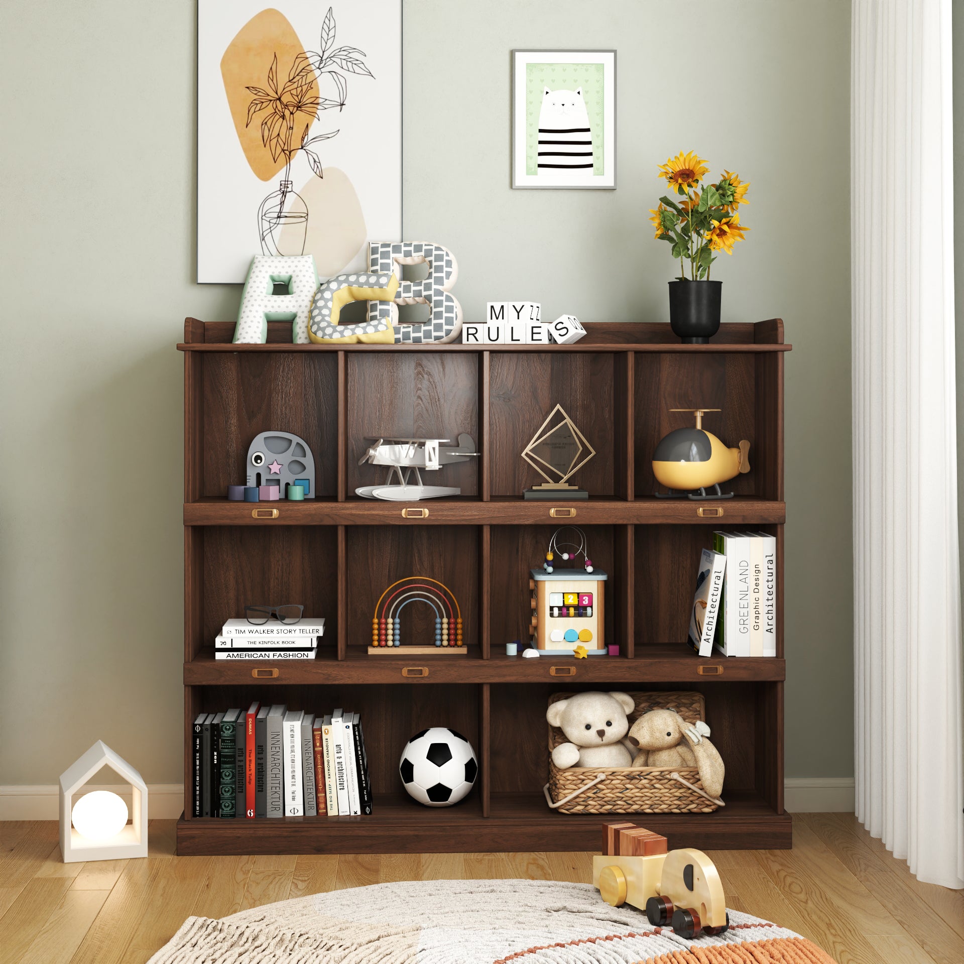 10-shelf Bookcase,Walnut