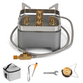 12000W Portable Camping Stove With Cassette Adapter Windproof Outdoor Backpacking Burner With Carrying Case Igniter For Outdoor Hiking Camping Picnic Backpacking