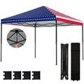 10 x 10 ft Pop Up Canopy Tent with One Push Setup, Outdoor Portable Instant Canopy Shelter w/ Roller Bag, American Flag