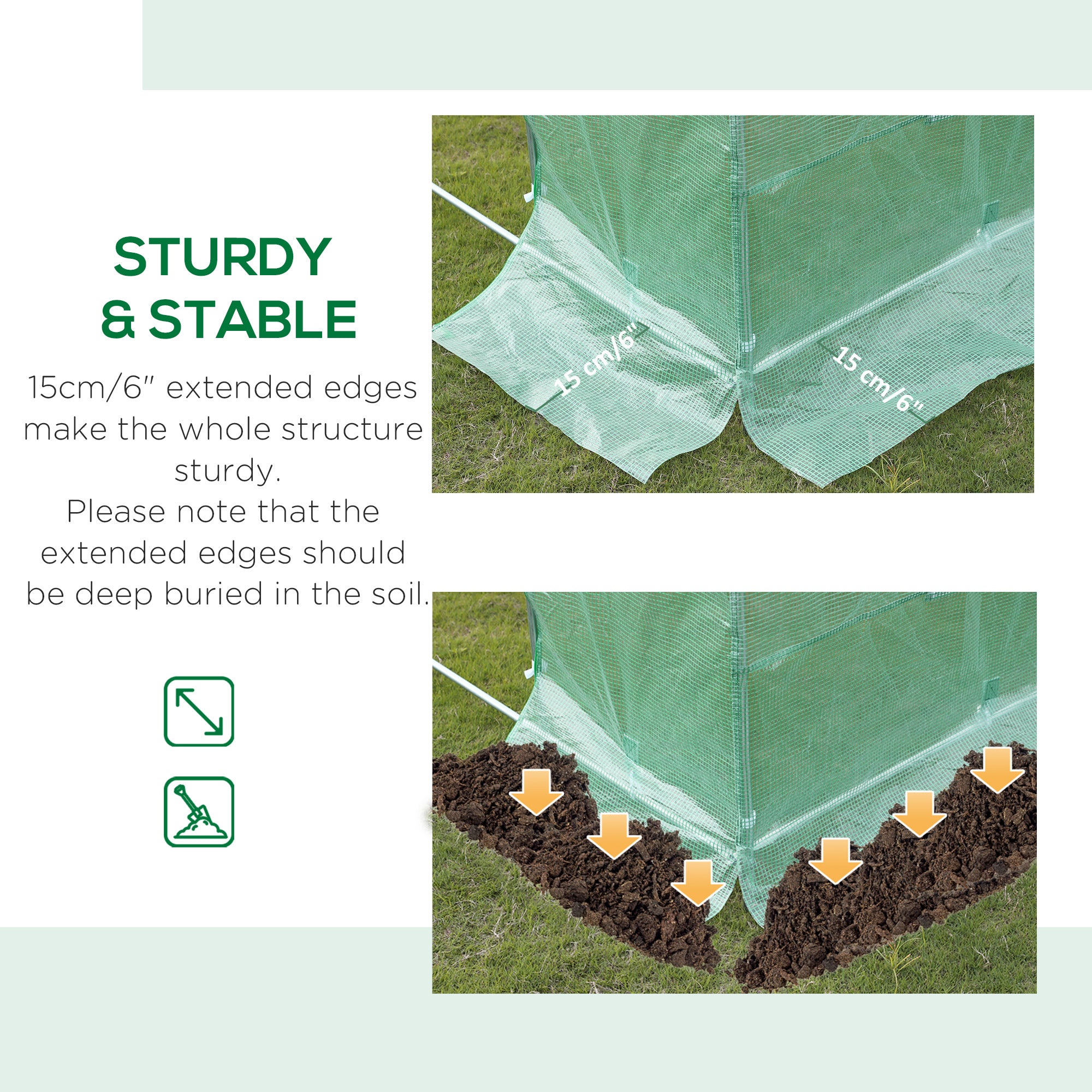 19.7 x 9.8 x 6.6 Plastic Greenhouse Cover Replacement, Heavy Duty Waterproof Tarp for Hoop House, Sheeting with 12 Windows, Door & Reinforcement Grid, Green image 5