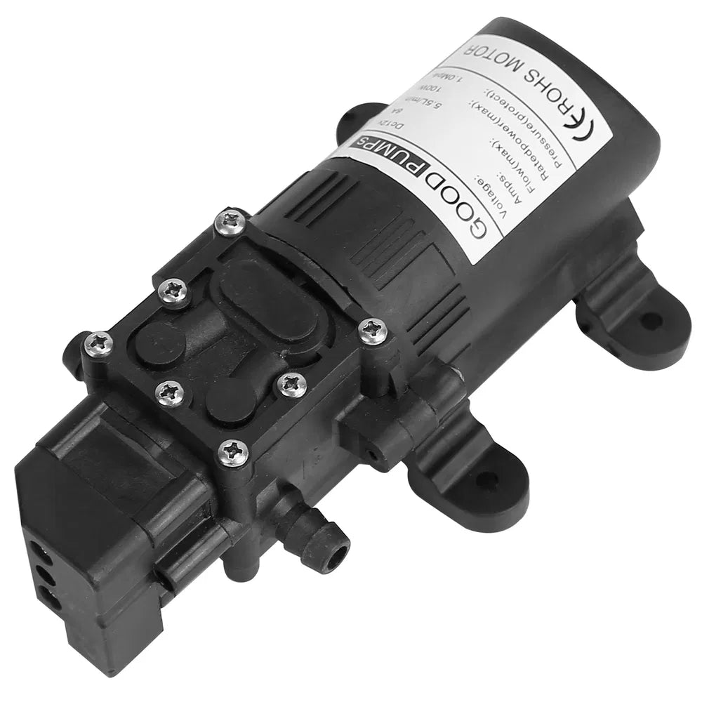 12V Water Pump With 2 Hose Clamps 123PSI Self Priming Sprayer Pump 100W Electric Diaphragm Water Pump 5.5L/Min For RV Camper Marine Boat