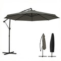 10 ft Offset Patio Umbrella with Cover, Hanging Cantilever Umbrella with 360° Rotation, Crank Handle, Tilt, Gray