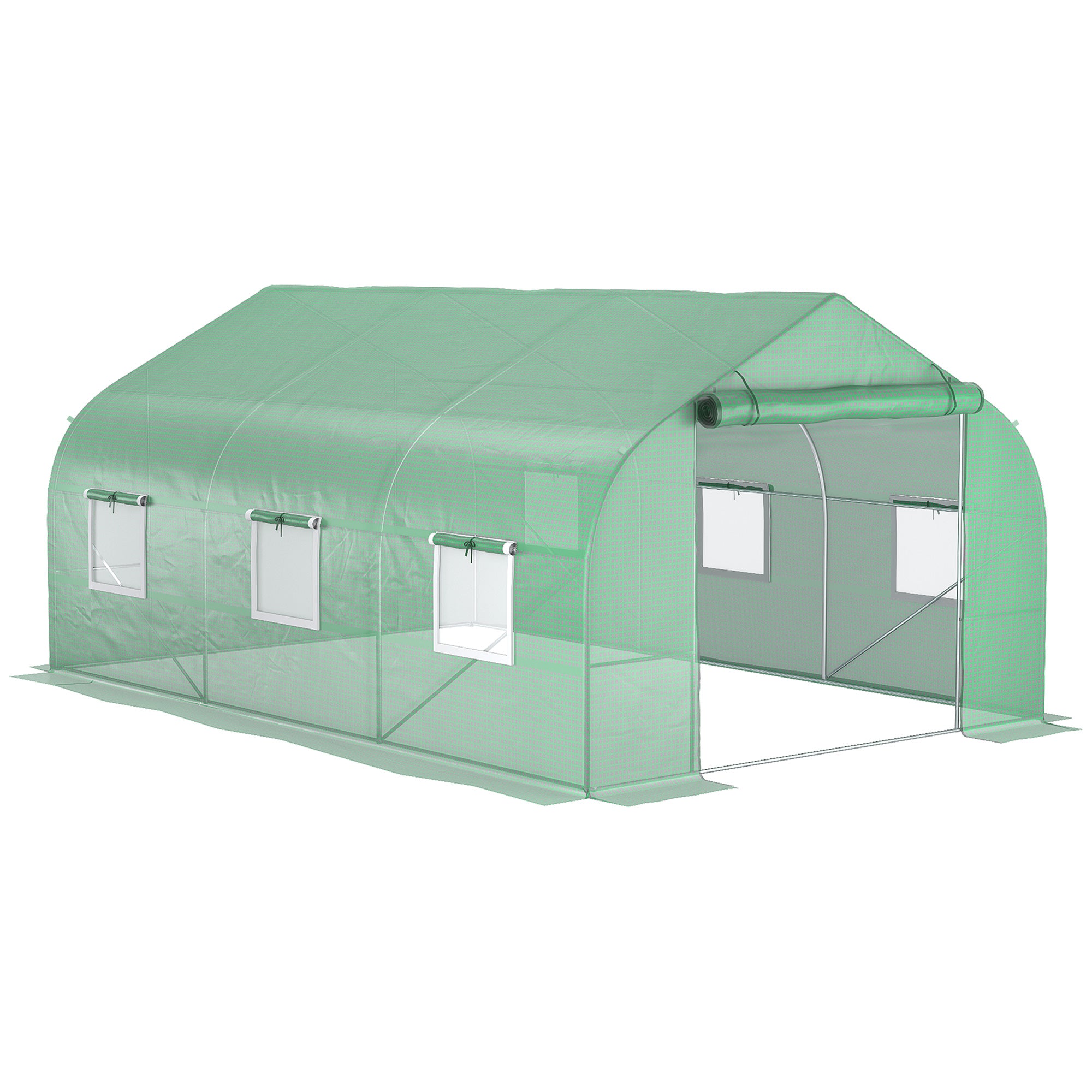 11.5 x 10 x 6.5 Outdoor Portable Walk-In Tunnel Greenhouse with Windows-Deep Green
