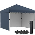 10 x 10 Pop Up Canopy with Sidewalls, Weight Bags and Carry Bag, Height Adjustable Tent for Parties, Navy