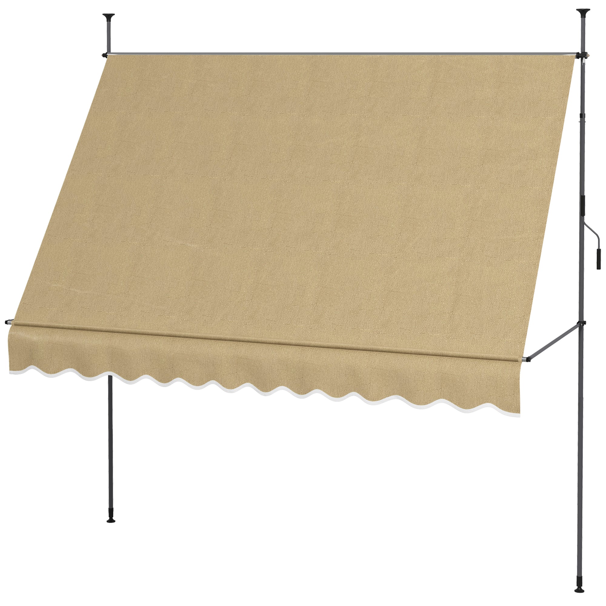 10 x 4 Manual Retractable Awning, Non-Screw Patio Awning, UV Resistant, for Window or Door, Beige