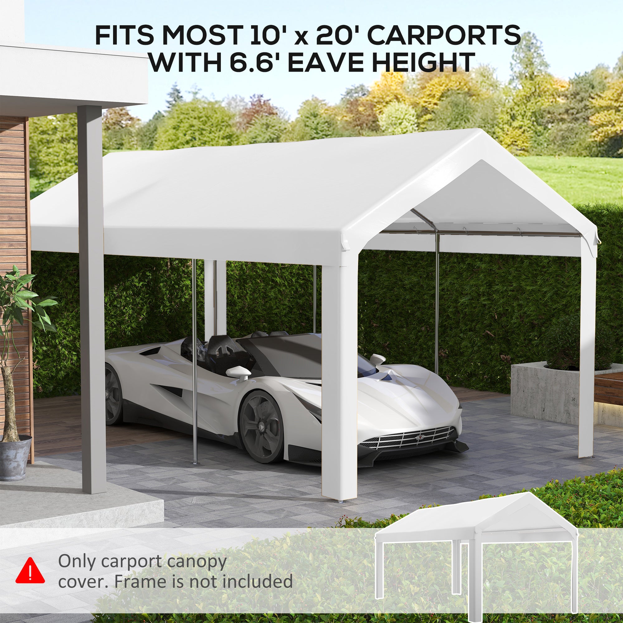 10 x 20ft Carport Roof, UV Resistant Canopy Replacement, Fits 84C-378V00 and 84C-206 Series, White image 4