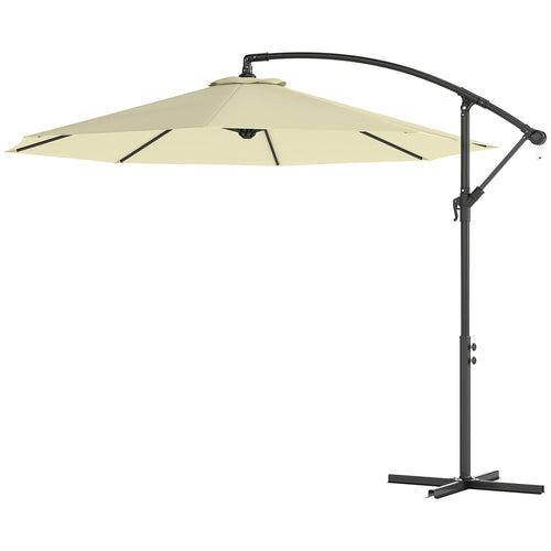 10 Cantilever Tilt Offset Patio Umbrella w/ UV & Water Safe Material & Cross Base (Weight Not Included), Beige