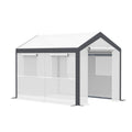 10 x 7 x 7 Greenhouse, Walk-in Outdoor Tunnel Green House with PE Cover, Steel Frame, 2 Roll-Up Zipper Doors & 4 Windows for Flowers, Vegetables, Tropical Plants, White
