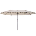 15ft Patio Umbrella Double-Sided Outdoor Market Extra Large Umbrella with Crank Handle for Deck, Lawn, Backyard and Pool, Cream White