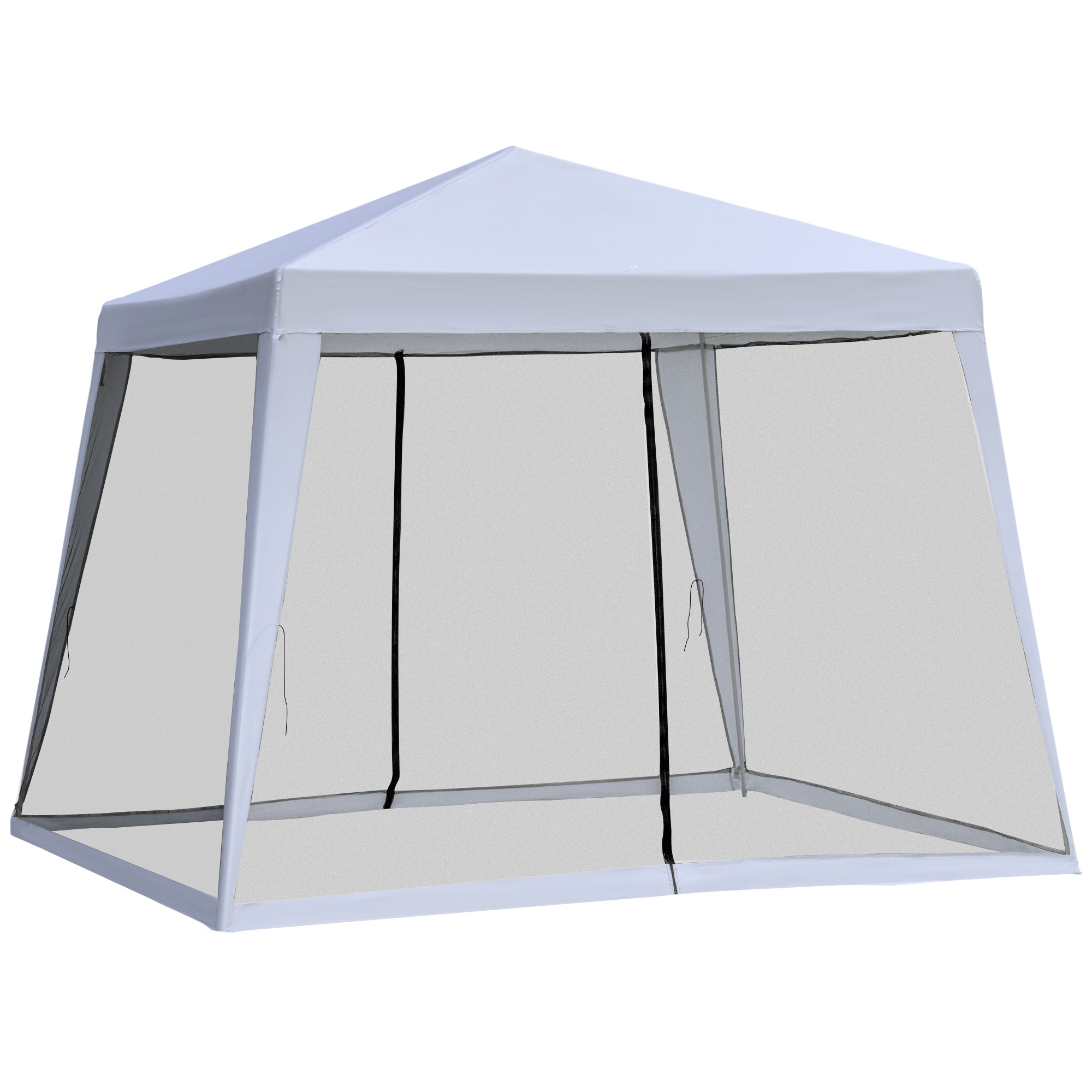10x10 Outdoor Party Tent Canopy with Mesh Sidewalls, Patio Gazebo Sun Shade Screen Shelter, gray