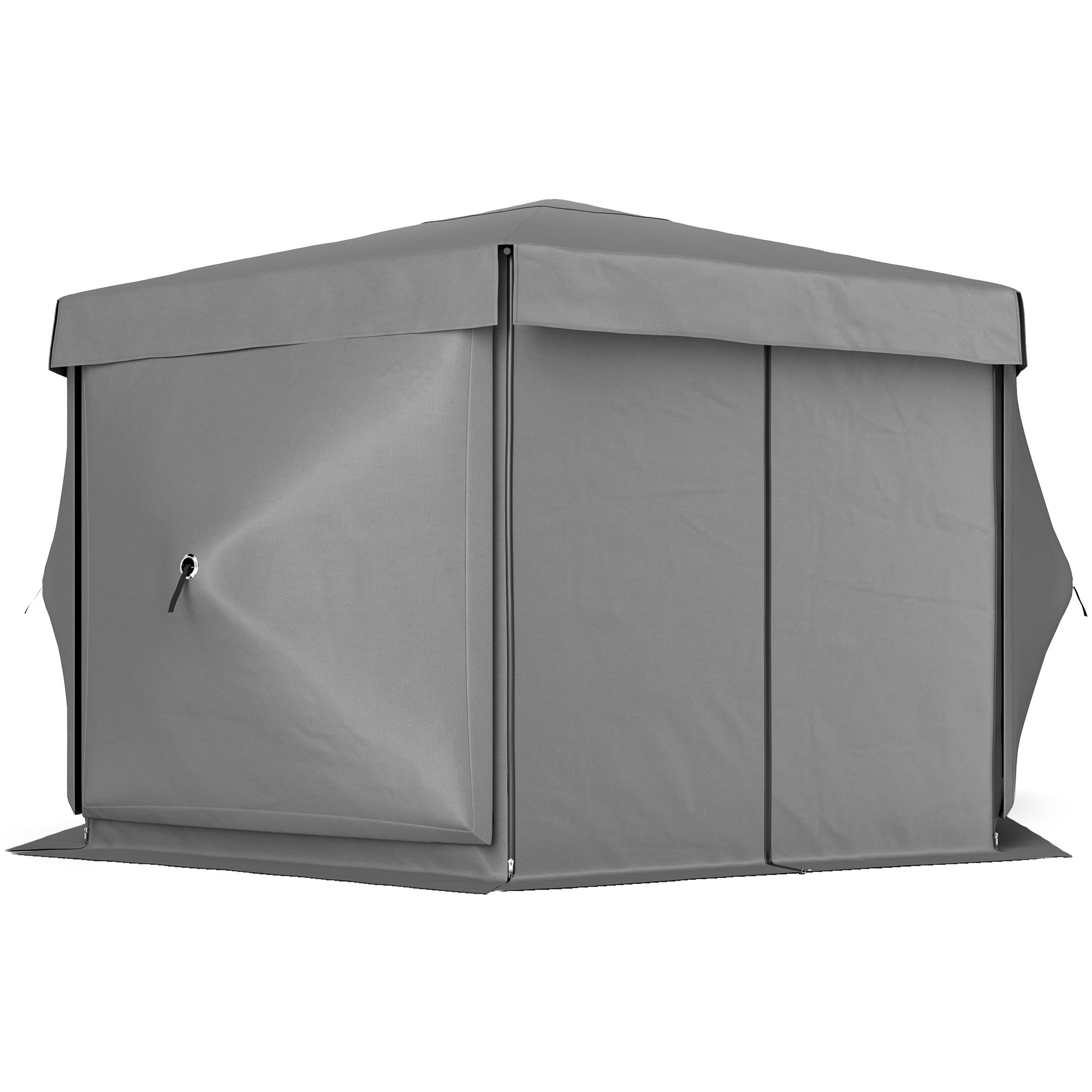 12 x 12 Hexagonal Pop Up Gazebo Canopy Tent with 5 Sidewalls, Outdoor Canopy Shelter with Carry Bag, Dark Gray