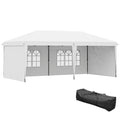 10 x 20 Pop Up Canopy Tent with 4 Sidewalls, Instant Gazebo with Carry Bag for Garden, Patio, White