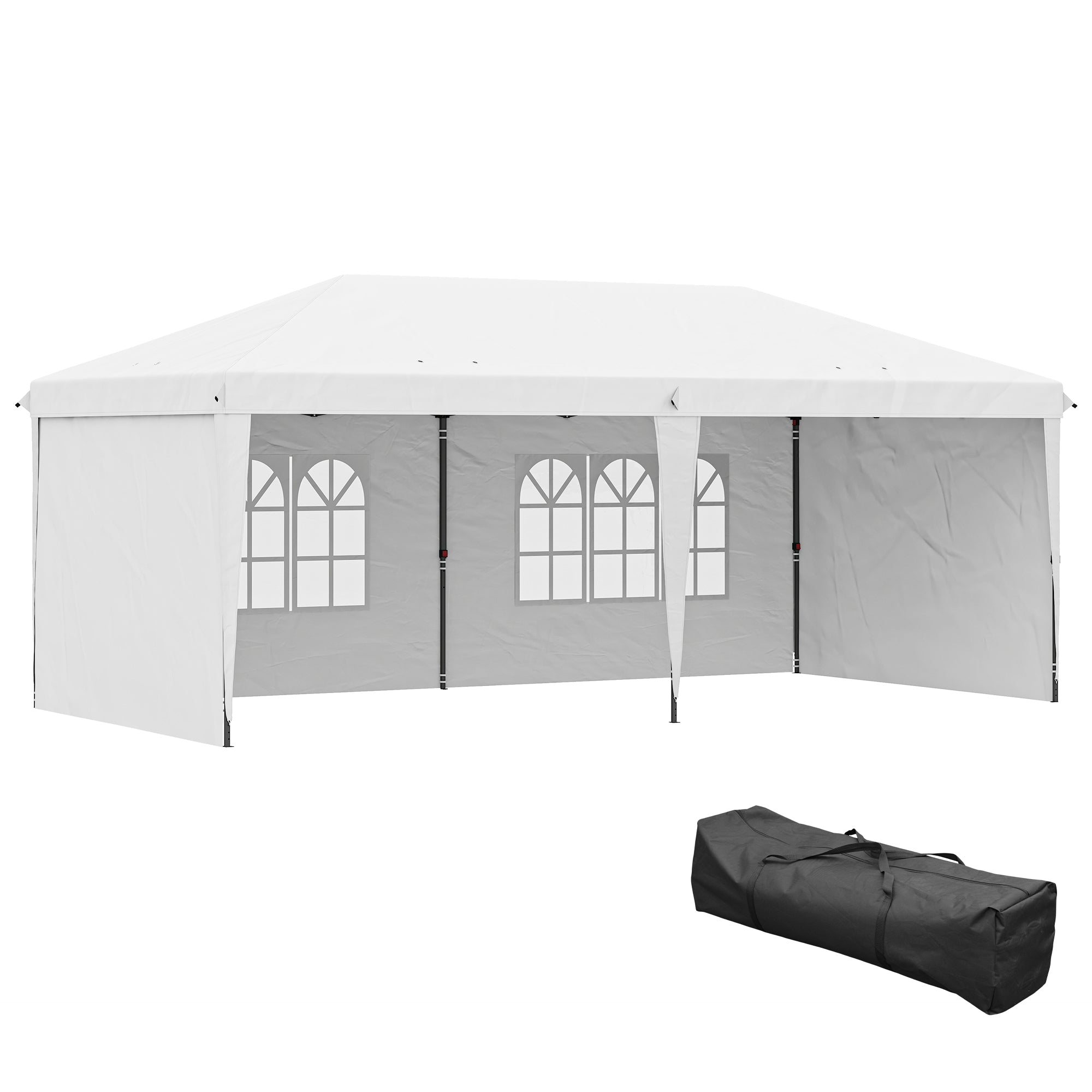 10 x 20 Pop Up Canopy Tent with 4 Sidewalls, Instant Gazebo with Carry Bag for Garden, Patio, White