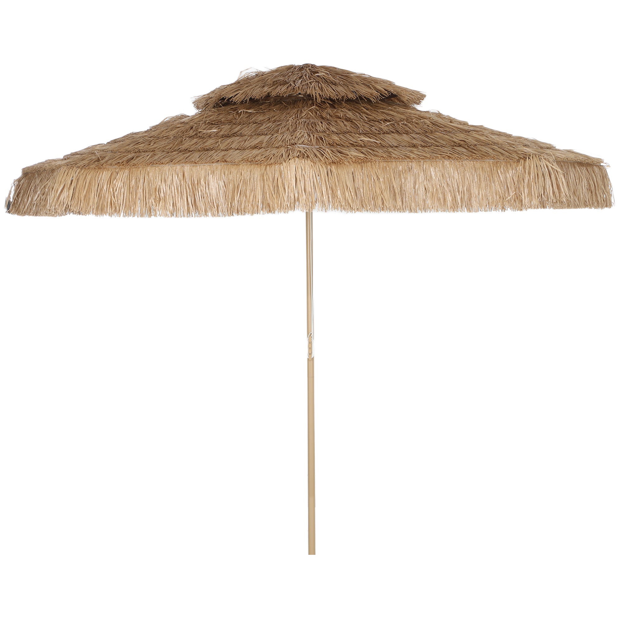 10 ft. Hula Thatched Tiki Patio Outdoor Umbrella with 8 Ribs, UPF30+, for Garden, Backyard, Deck, Pool, Natural