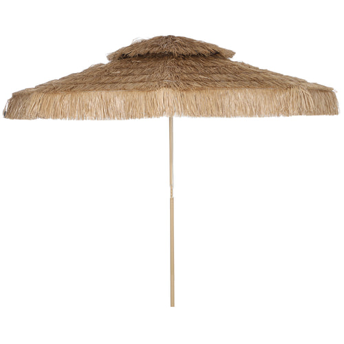 10 ft. Hula Thatched Tiki Patio Outdoor Umbrella with 8 Ribs, UPF30+, for Garden, Backyard, Deck, Pool, Natural