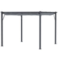 10 x 10 Outdoor Retractable Pergola Canopy, Aluminum Patio Pergola, Backyard Shade Shelter for Garden & Parties, Gray