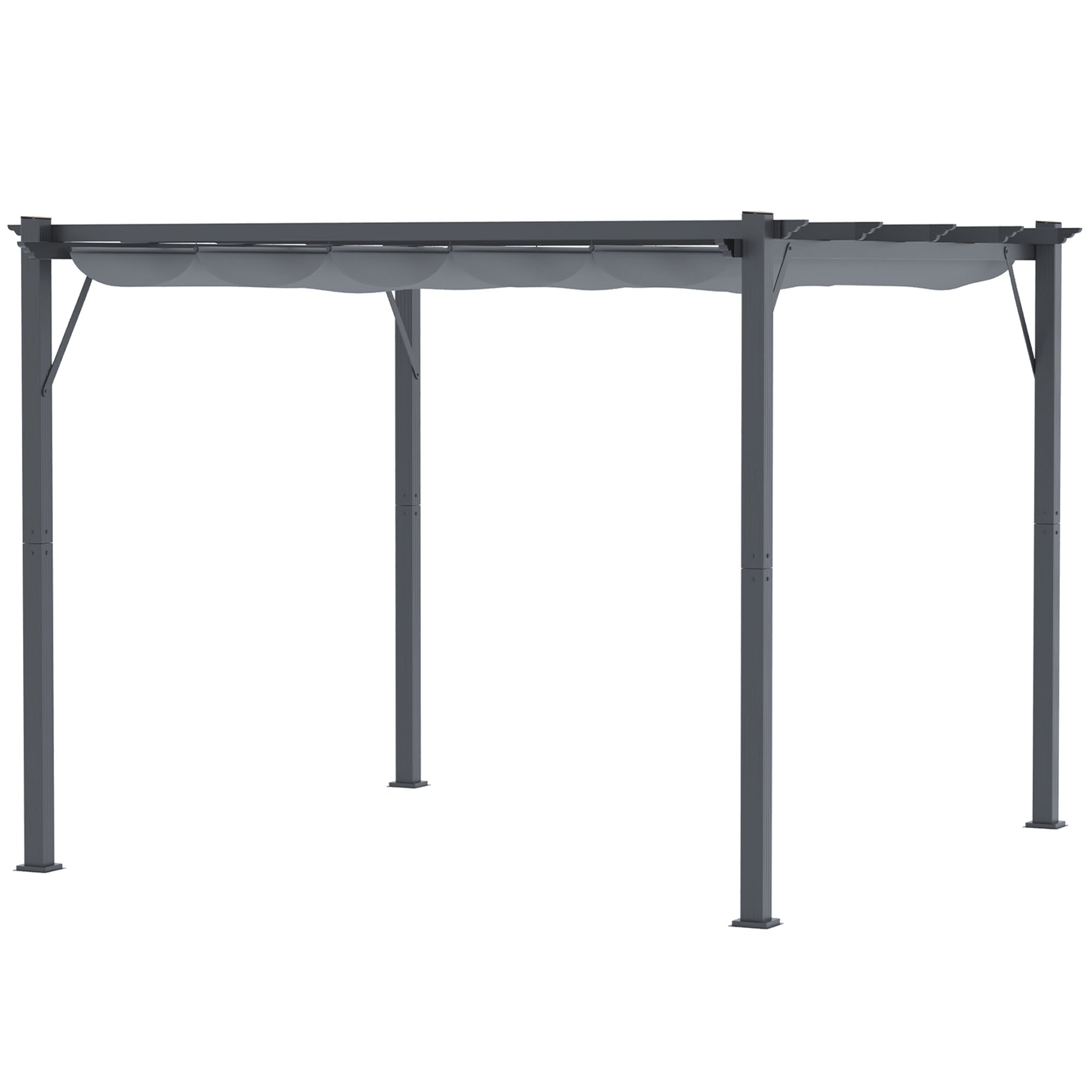 10 x 10 Outdoor Retractable Pergola Canopy, Aluminum Patio Pergola, Backyard Shade Shelter for Garden & Parties, Gray