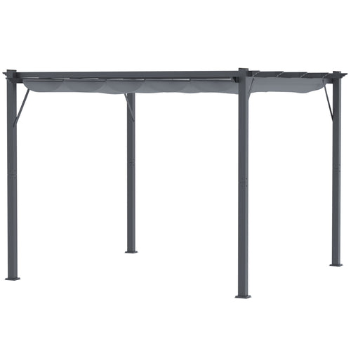 10 x 10 Outdoor Retractable Pergola Canopy, Aluminum Patio Pergola, Backyard Shade Shelter for Garden & Parties, Gray