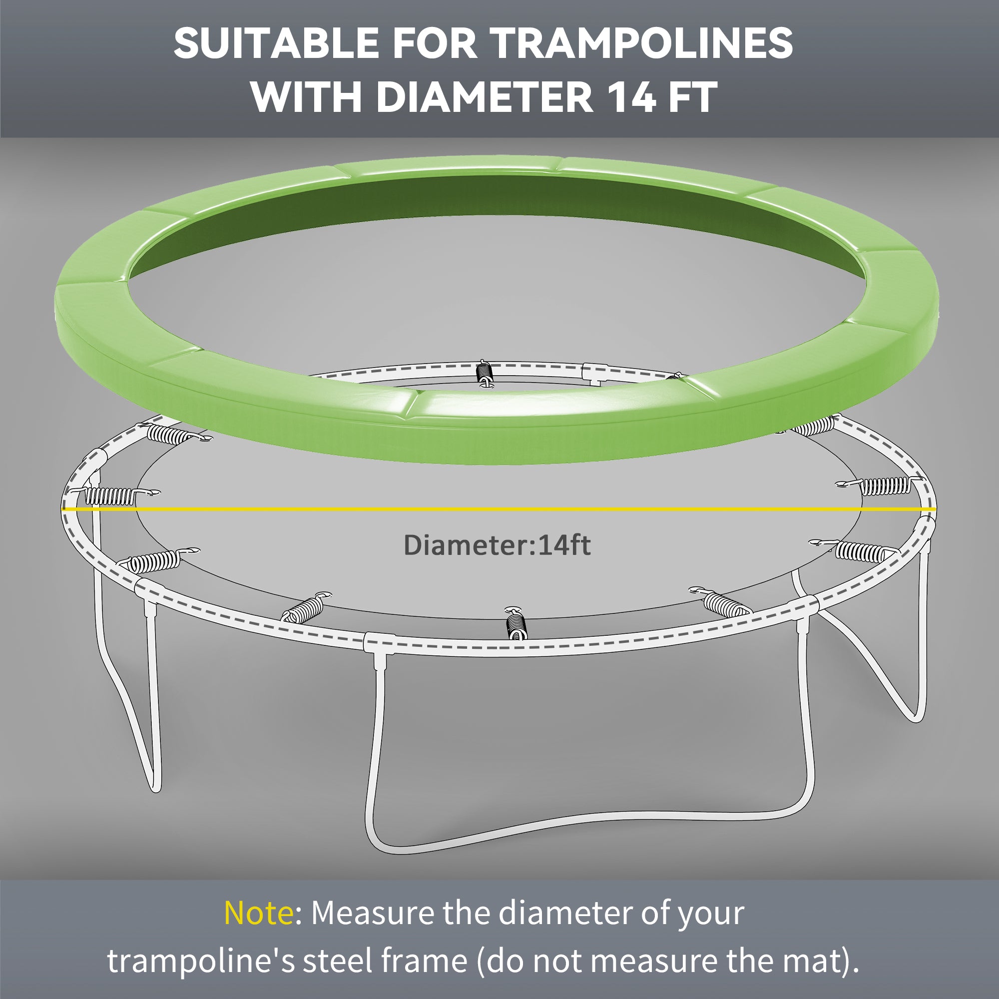 14FT Trampoline Spring Cover, Safety Trampoline Pad Replacement, Waterproof and Tear Resistant, All Weather Trampoline Accessories, Green image 4