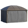 10 x 13 Hardtop Gazebo with Curtains, Netting, Pavilion with Steel Roof Ceiling Hook for Garden Patio, Gray