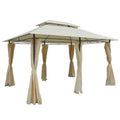 10 x 13 Patio Gazebo, Outdoor Gazebo Canopy Shelter with Curtains, Vented Roof, Steel Frame for Garden, Lawn, Backyard and Deck, Cream White