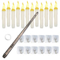 12Pcs Flameless Floating Candles LED Magic Hanging Candle Light Battery Operated Flickering Warm Light Window Candle With Magic Wand Remote For Halloween Christmas Party