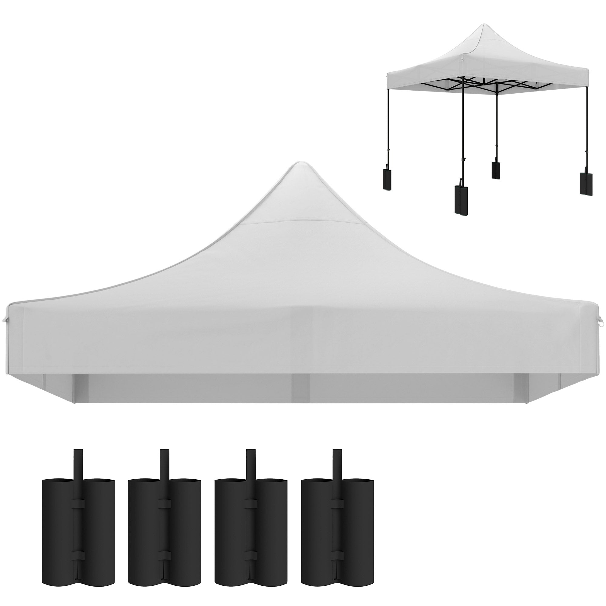 10 x 10 Replacement Canopy Top for Pop Up Canopy Tent with 4 Sand Bags, UPF50+ Protection, White