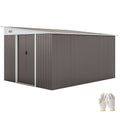 11 x 9 Metal Outdoor Storage Shed, Tool House with Double Lockable Doors for Backyard, Patio, Lawn, Garage, Gray