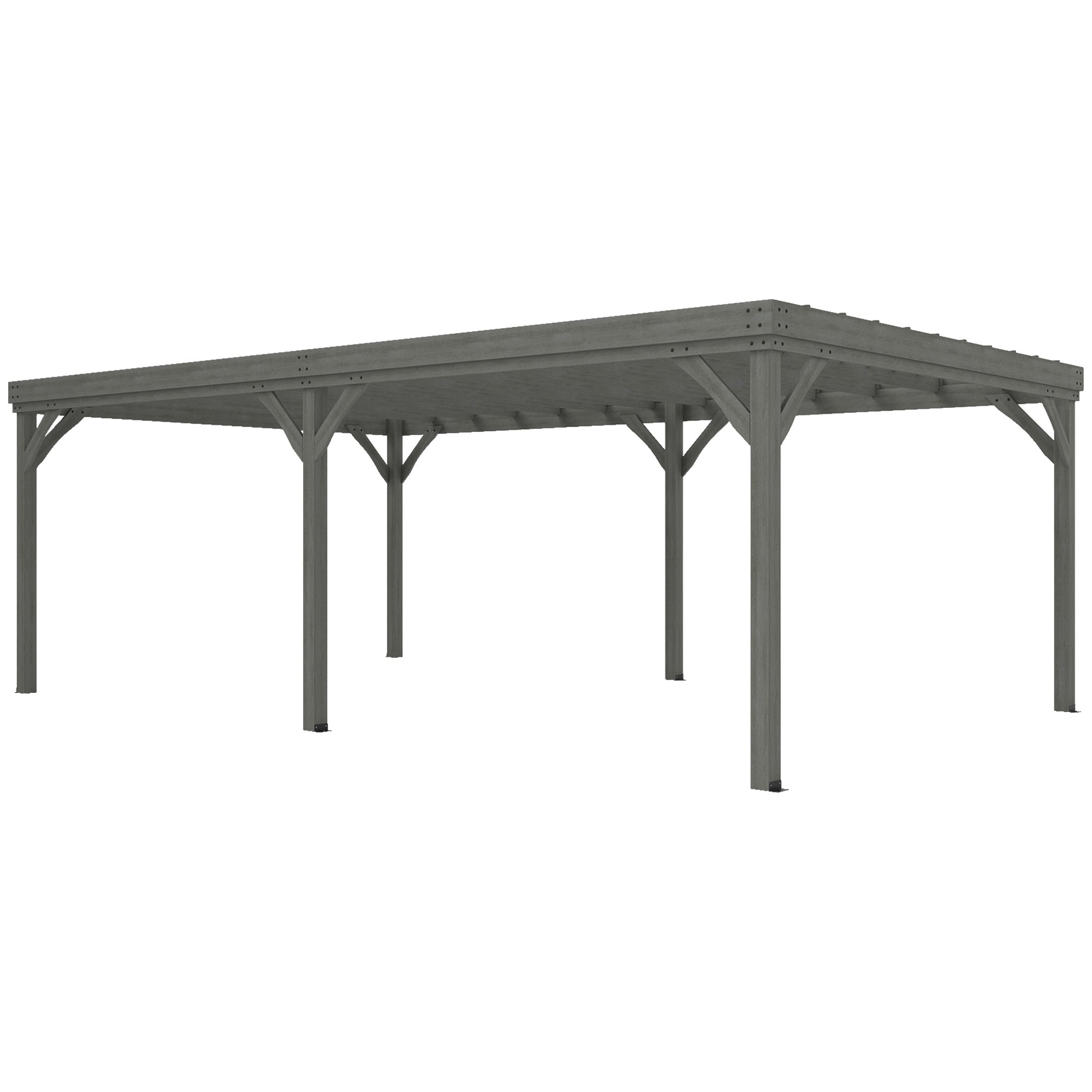 12 x 20 Outdoor Wooden Pergola, Grape Vine Gazebo with Concrete Anchors for Garden, Patio, Backyard, Deck, Gray