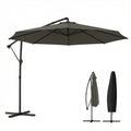 10 ft Offset Patio Umbrella with Cover, Hanging Cantilever Umbrella with 360° Rotation, Crank Handle, Tilt Grayish Brown