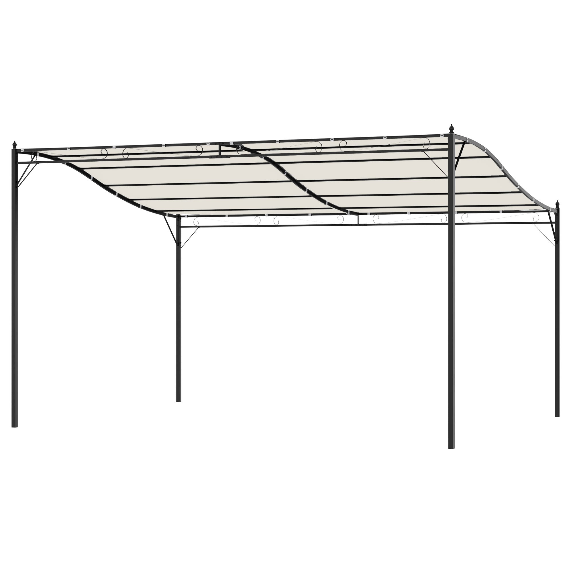 10 x 13 Outdoor Pergola Gazebo, Steel Patio Canopy with Weather-Resistant Fabric and Drainage Holes, Cream White
