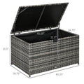 113 Gallon Outdoor Storage Box, Rattan Deck Box For Indoor, Patio Furniture Cushions, Pool Garden Tools, Dark Gray