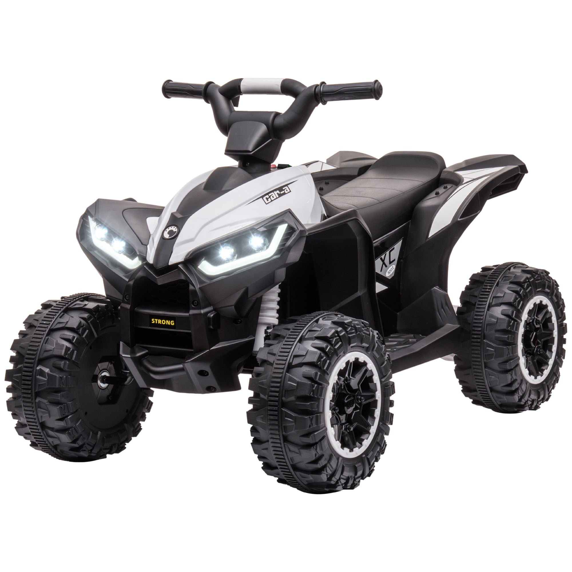 12V Kids ATV Quad Car with Forward & Backward Function, Four Wheeler for Kids with Wear-Resistant Wheels, Music, Up to 3.7 MPH, Electric Ride-on ATV for Toddlers Ages 3+ Years Old, White