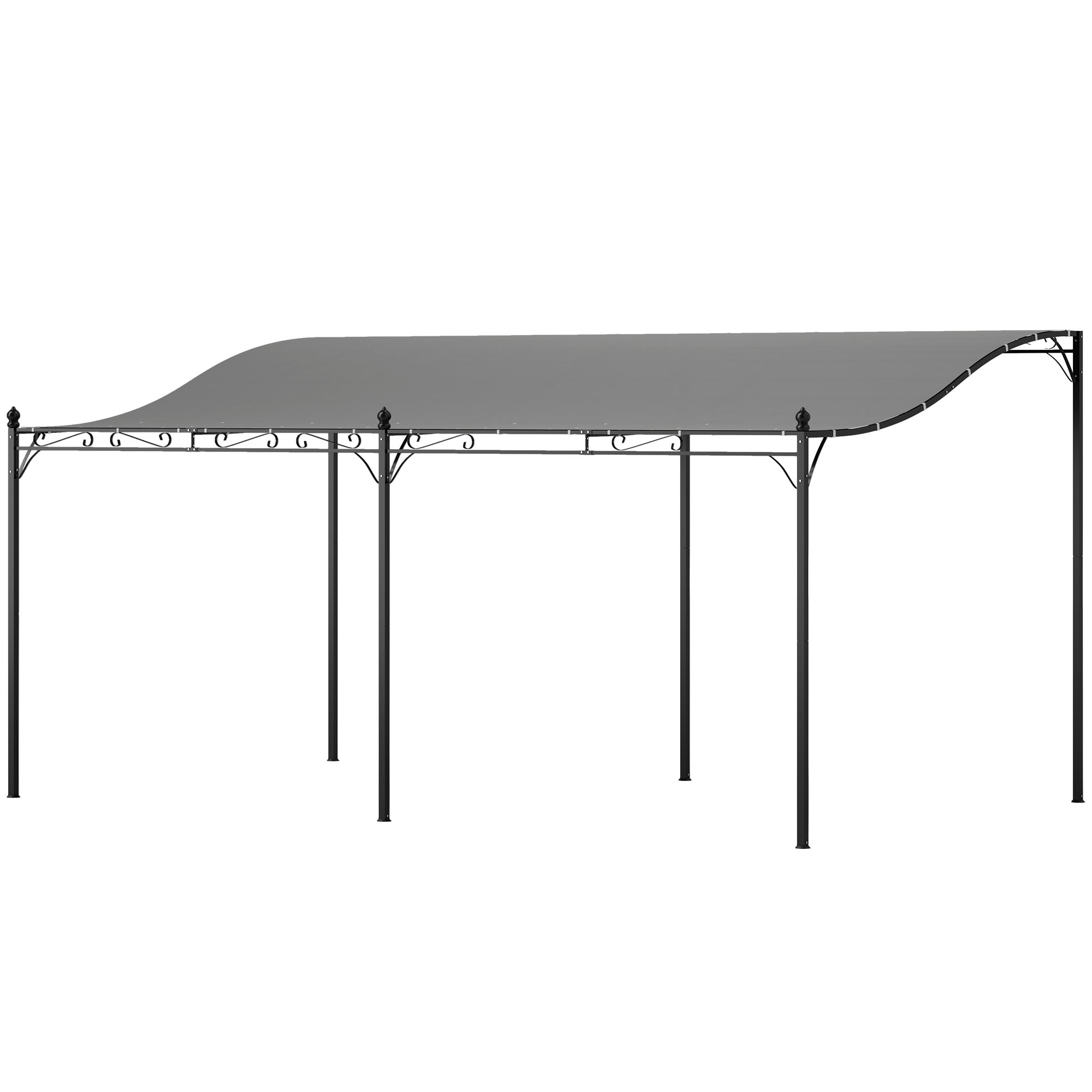 10 x 16 Wall-Mounted Outdoor Pergola Canopy, Metal Patio Canopy with Drainage Holes for Backyard Garden, Dark Gray