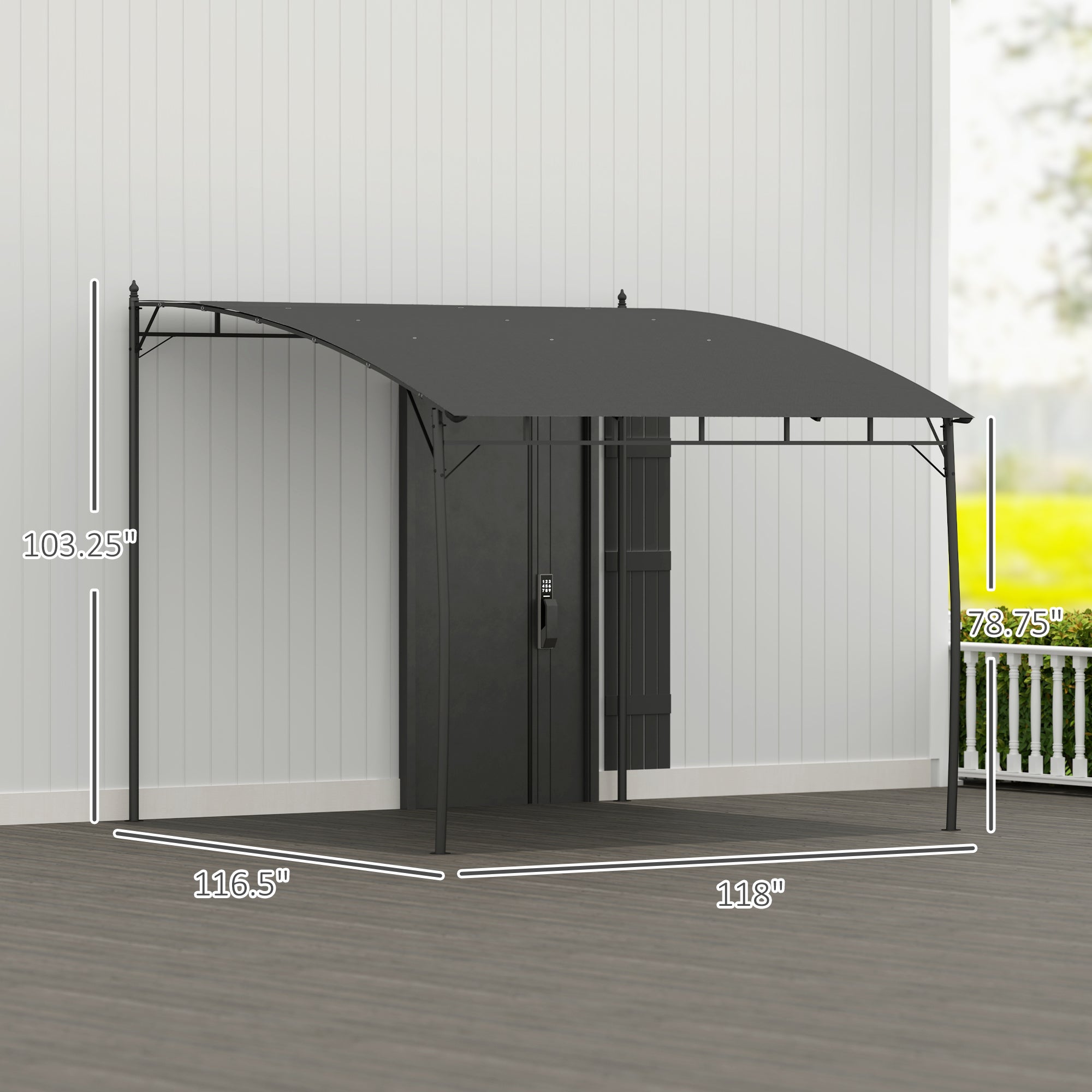 10' X 10' Outdoor Pergola Gazebo, Garden Sun Shade Shelter With Metal Frame For Porch, Patio, Deck, Backyard, Gray