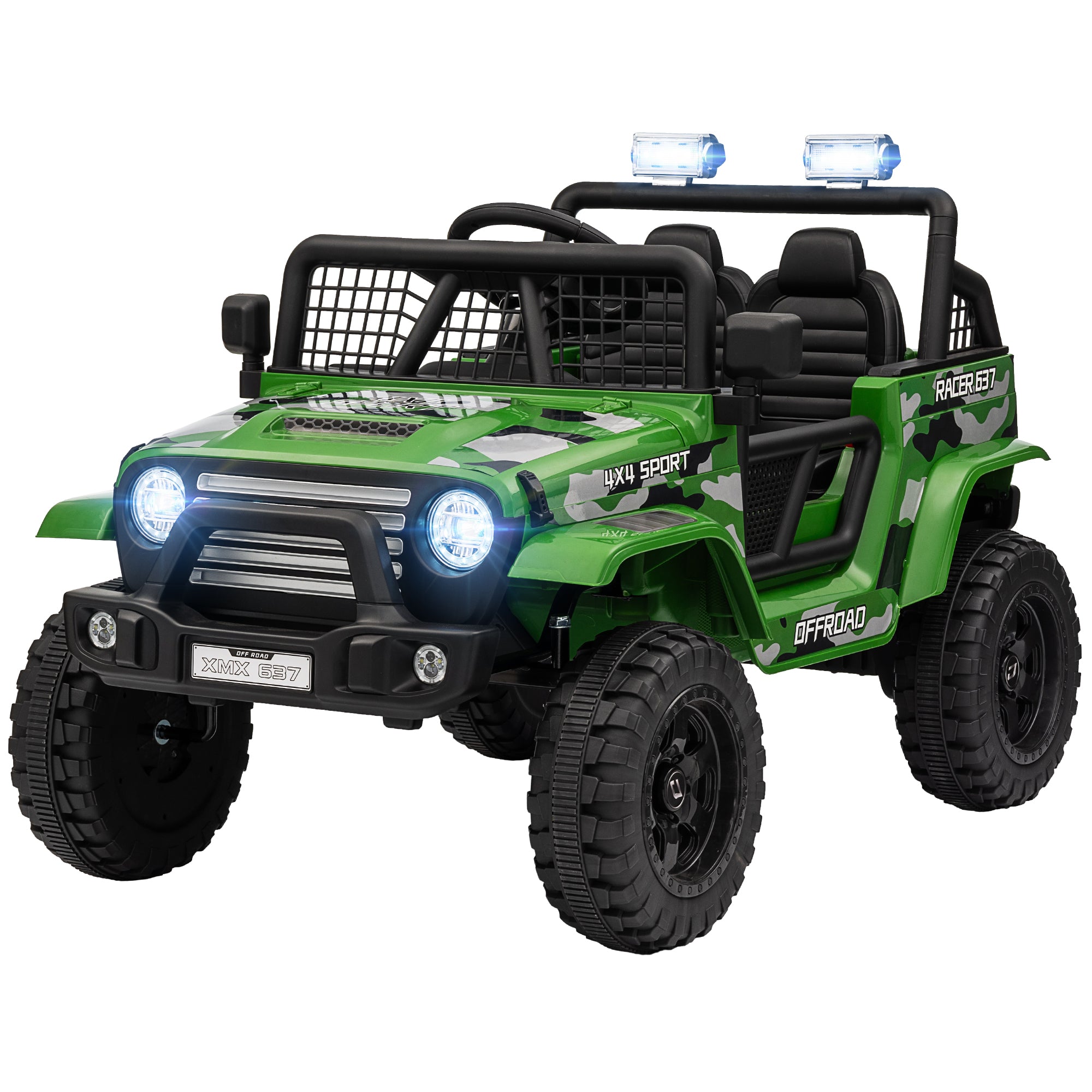 12V Ride on Car, Ride on Truck w/ Remote, 4 Suspension Wheels, 3 MPH Max Speed, Music, Horn & Lights, Green