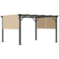 12 x 10 Outdoor Retractable Pergola Canopy with Sun Shade Unique Design Canopy Patio Metal Shelter for Garden Porch Beach, Beige