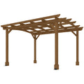 10 x 12 Wood Pergola, Outdoor Gazebo Grape Trellis with Arched Roof for Climbing Plant Support, Dark Brown