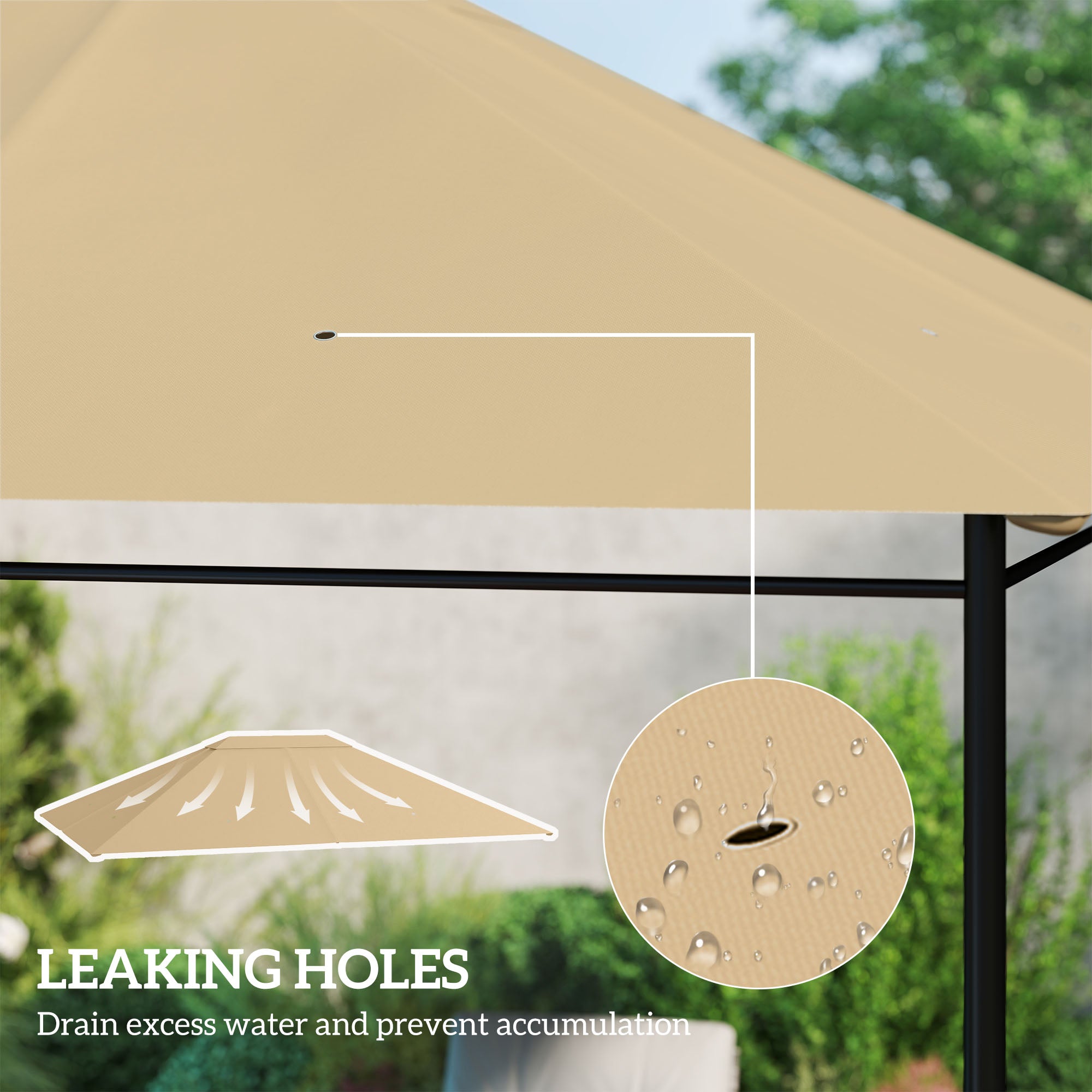 10 x 13 Gazebo Canopy Replacement Roof for 84C-116, Khaki image 6