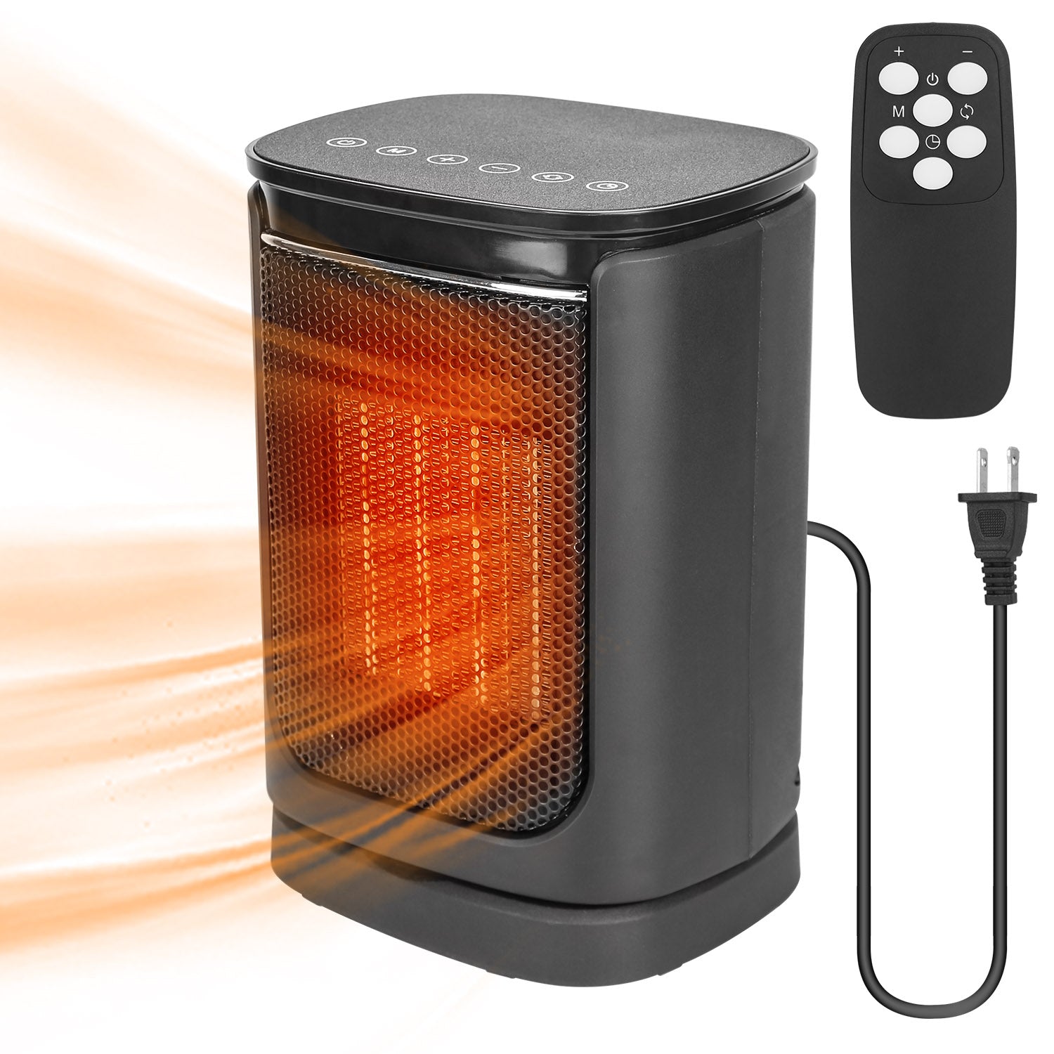 1500W Electric Space Heater Ceramic Heater Fan 90 Degree Oscillating Heating Fan With 3 Modes Remote Control Digital Display Tip-over Overheating Protection For Home Office