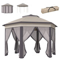 13 x 13 Pop Up Gazebo Hexagonal Canopy Shelter with 6 Zippered Mesh Netting for Patio Backyard Garden Wedding Party