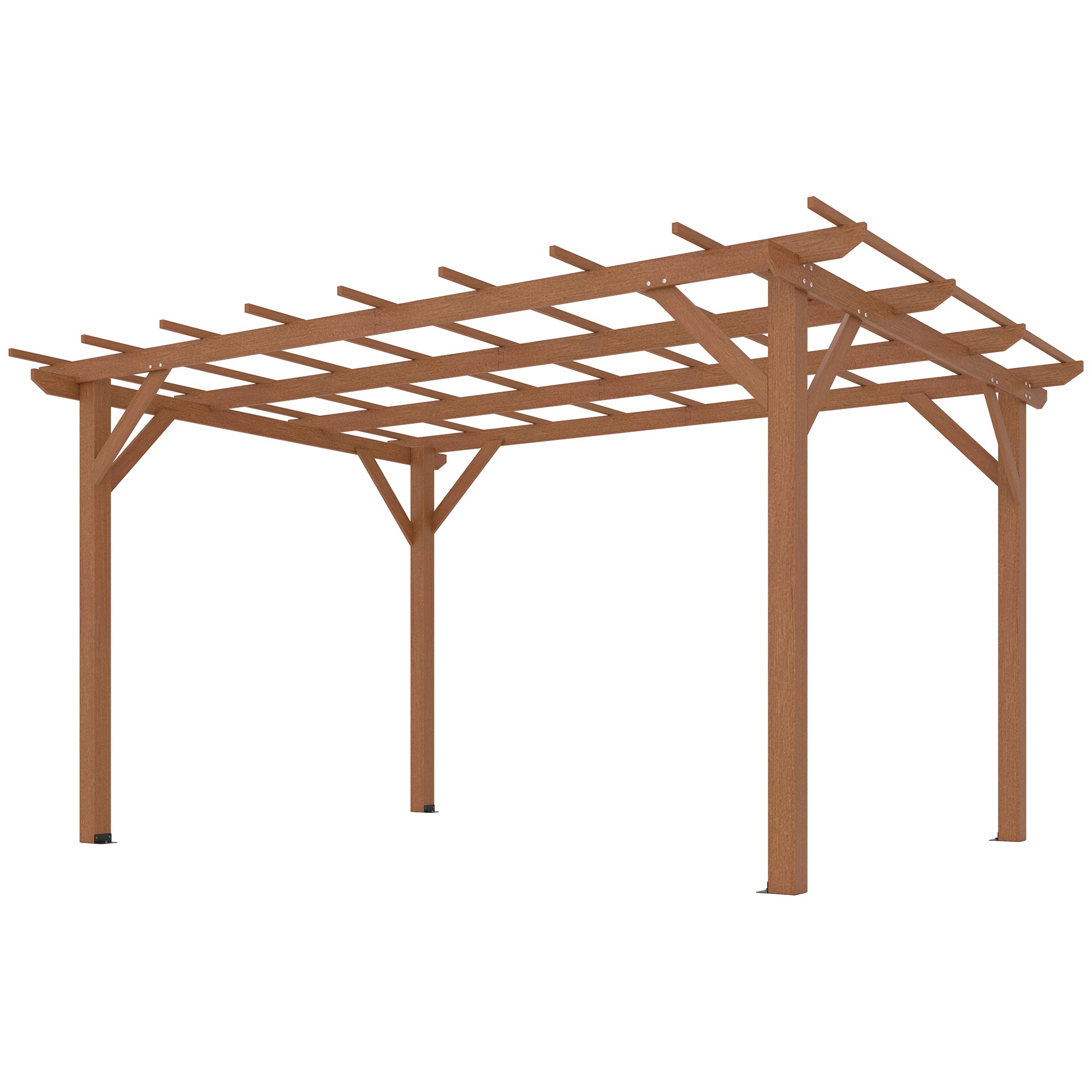 10 x 13 Wood Pergola, Outdoor Gazebo Grape Trellis with Stable Structure for Climbing Plant Support, Dark Brown