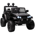 12V Kids Ride On Truck With Parent Remote Control, Electric Battery Powered Toy Car With Spring Suspension, Adjustable Speed, LED Lights And Horn, Black