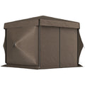 12 x 12 Hexagonal Pop Up Gazebo Canopy Tent with 5 Sidewalls, Outdoor Canopy Shelter with Carry Bag, Brown