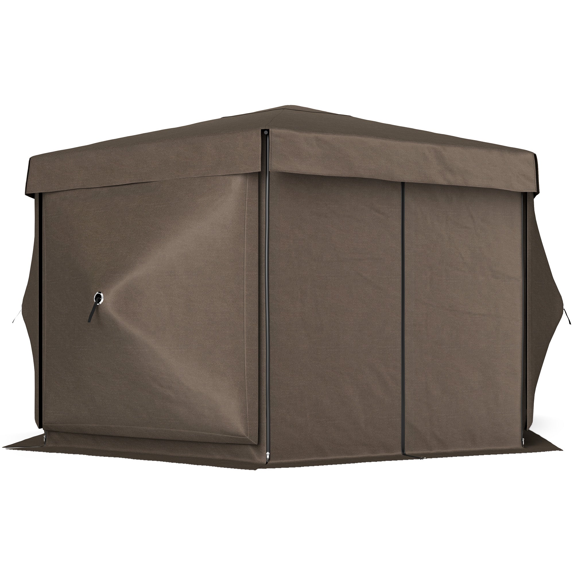 12 x 12 Hexagonal Pop Up Gazebo Canopy Tent with 5 Sidewalls, Outdoor Canopy Shelter with Carry Bag, Brown