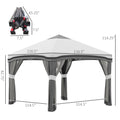 10' X 10' Pop Up Canopy Tent With Netting, Instant Tents For Parties, Height Adjustable, With Wheeled Carry Bag And 4 Sand Bags For Outdoor, Garden, Patio, Gray