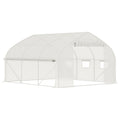 11.5 x 10 x 6.5 Walk-in Tunnel Greenhouse, Green House with Zippered Mesh Door, 7 Mesh Windows & Roll-up Sidewalls, Upgraded Gardening Plant Hot House with Galvanized Steel Hoops, White