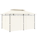 10 x 13 Double Roof Patio Gazebo, Outdoor Gazebo with Curtains, for Garden, Lawn, Backyard and Deck, Cream White