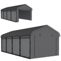 12 x 20 Metal Carport, Heavy Duty Garage Car Canopy with Galvanized Metal Roof and Removable Sidewalls, Dark Gray