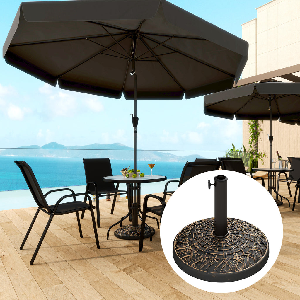 19" Patio Umbrella Base, 26 lbs Concrete Heavy Duty Umbrella Stand, Round Patio Umbrella Holder for 1.5"/1.9" Umbrella Poles for Outdoor, Lawn, Poolside, Bronze image 2